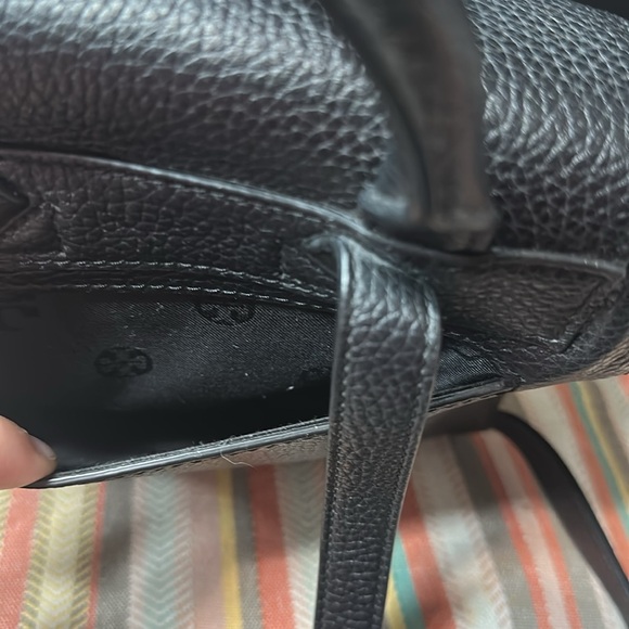 Tory Burch Thea Mini Backpack Black Pebbled Leather Purse Bag - Picture 6 of 15